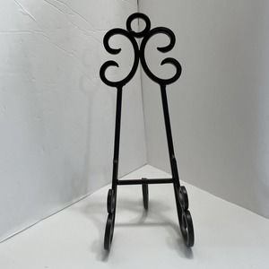 Black Wrought Iron Cookbook Stand Bible Plate Holder 14” Tall 5” Wide 7” Deep